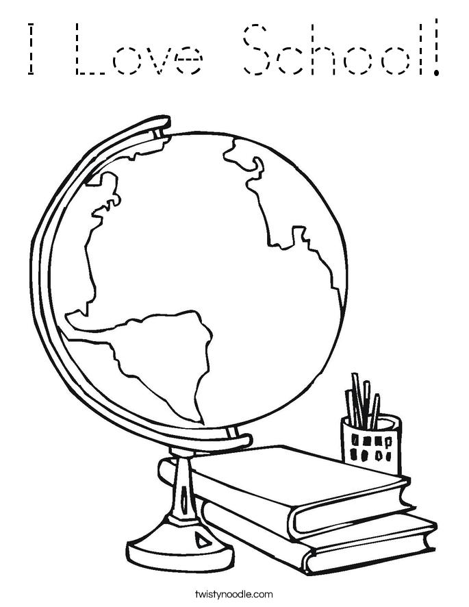 I Love School! Coloring Page