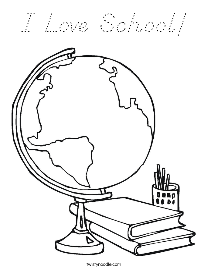 I Love School! Coloring Page