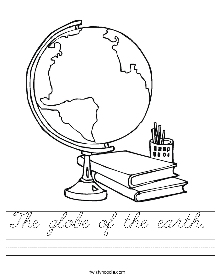 The globe of the earth. Worksheet
