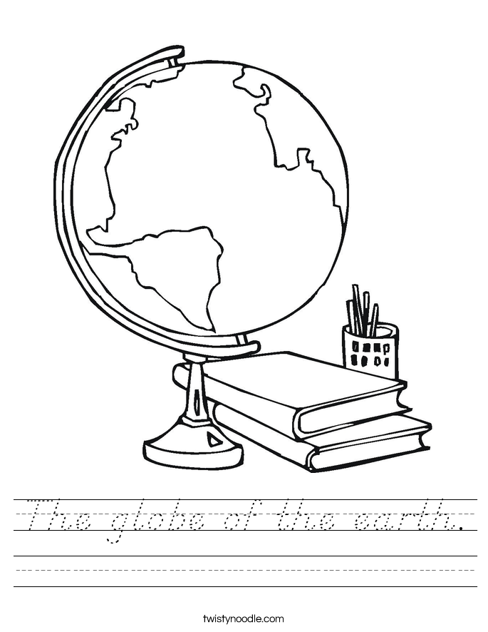 The globe of the earth. Worksheet