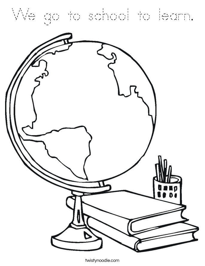 We go to school to learn. Coloring Page