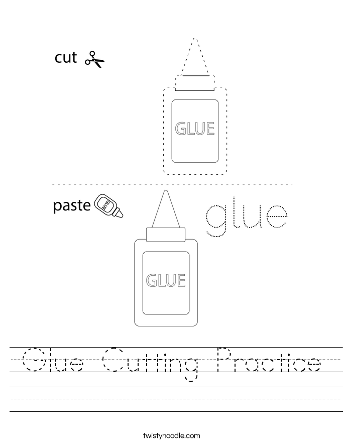 Glue Cutting Practice Worksheet