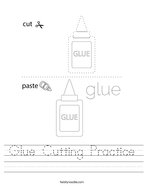 Glue Cutting Practice Handwriting Sheet