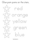 Glue pom poms on the stars Coloring Page