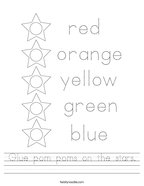 Glue pom poms on the stars Handwriting Sheet