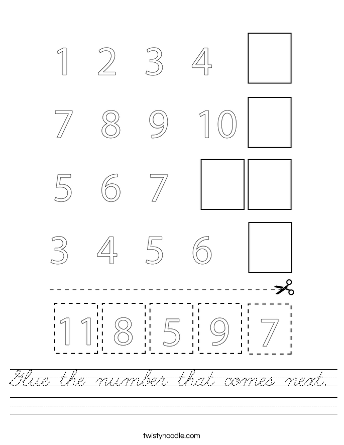 Glue the number that comes next. Worksheet