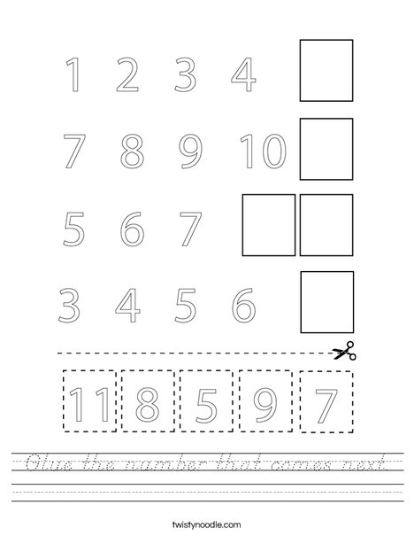 Glue the number that comes next. Worksheet