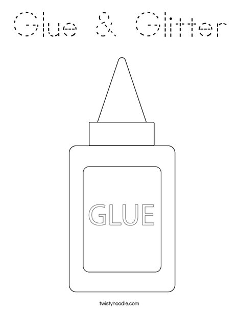 Glue &amp; Glitter Coloring Page - Tracing - Twisty Noodle