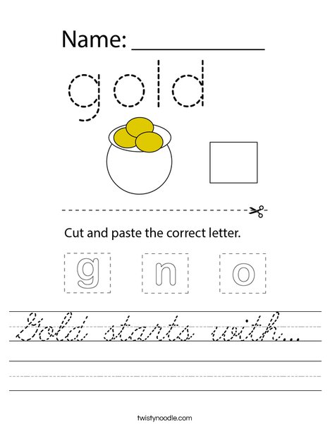 Gold starts with... Worksheet