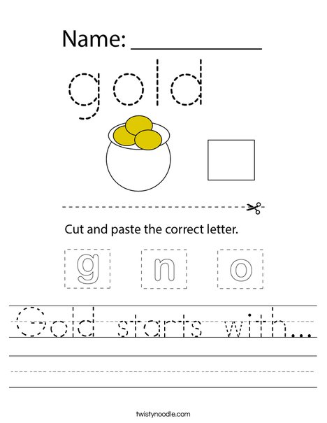 Gold starts with... Worksheet