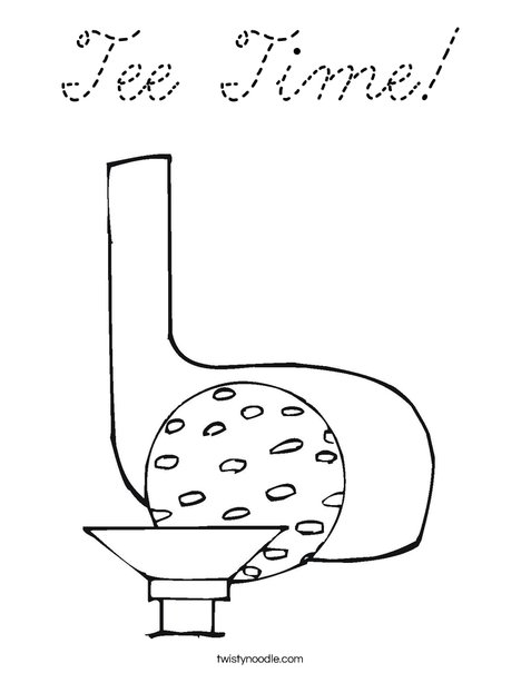 Golf ball and club Coloring Page