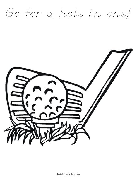 Golf Club and Ball Coloring Page
