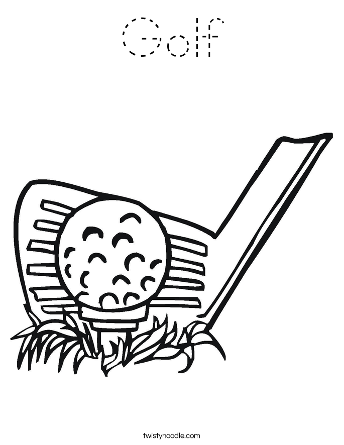 Golf Coloring Page - Tracing - Twisty Noodle