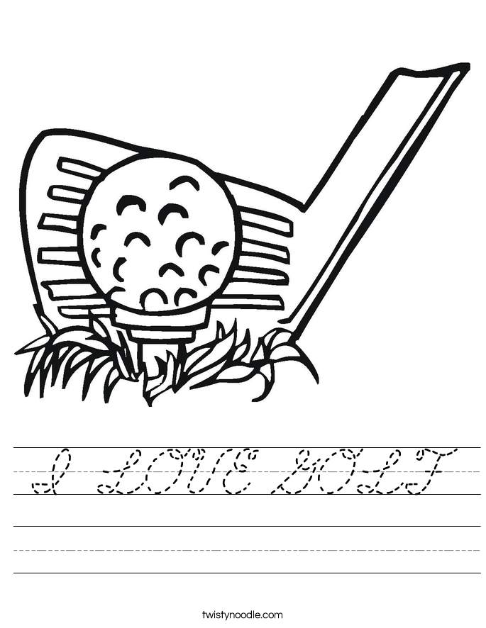 I LOVE GOLF Worksheet