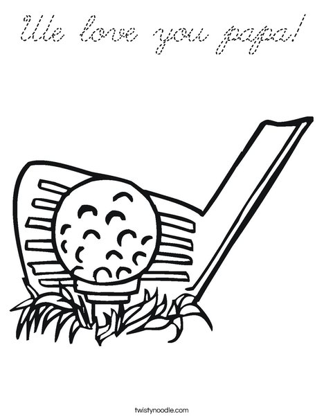 Golf Club and Ball Coloring Page