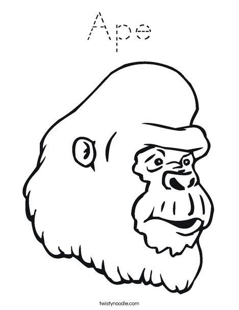 Gorilla Head Coloring Page