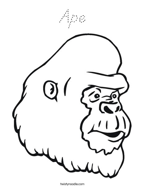 Gorilla Head Coloring Page