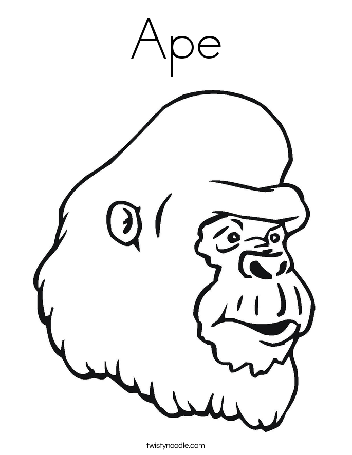 Ape Coloring Page Twisty Noodle - Ape Coloring Page 