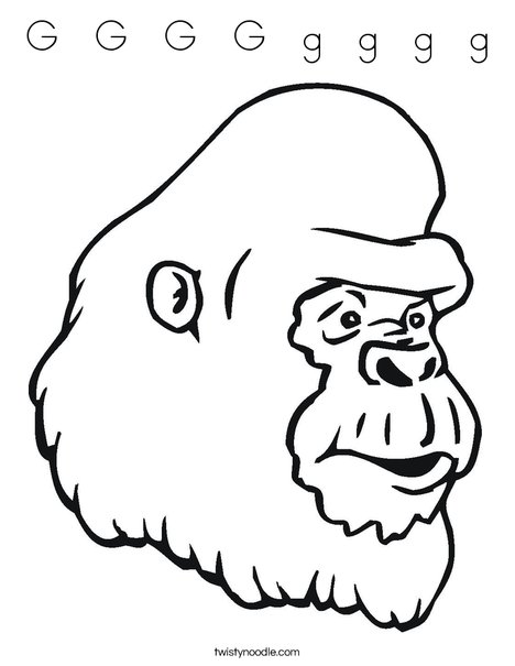 Gorilla Head Coloring Page