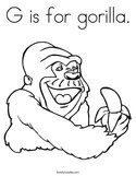 G is for gorilla Coloring Page