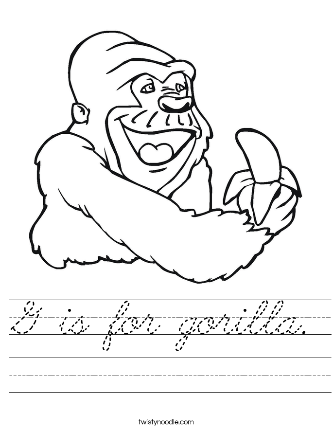 G is for gorilla. Worksheet