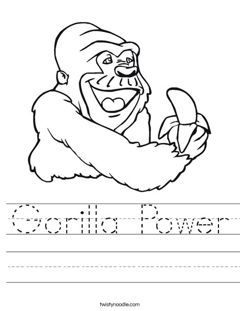 Gorilla Eating a Banana Worksheet