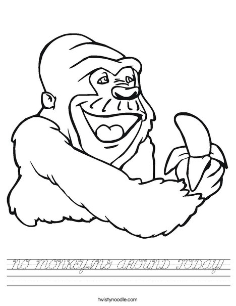 Gorilla Eating a Banana Worksheet