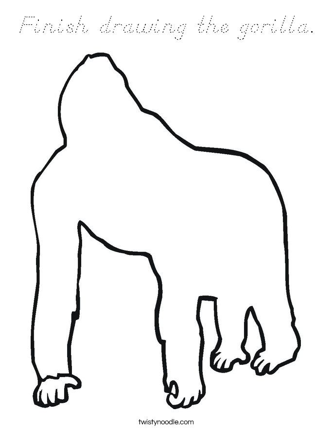 Finish drawing the gorilla. Coloring Page