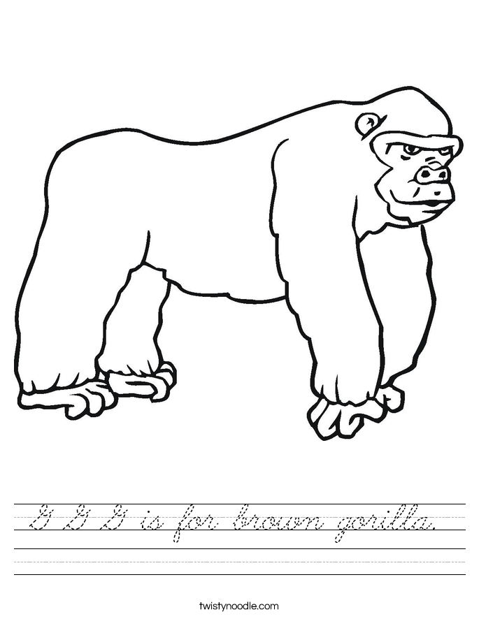 G G G is for brown gorilla. Worksheet