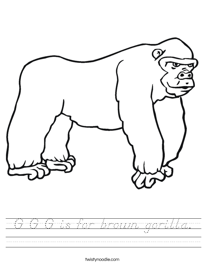 G G G is for brown gorilla. Worksheet
