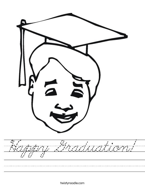 happy graduation worksheet cursive twisty noodle