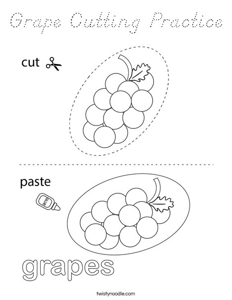 Grape Cutting Practice Coloring Page