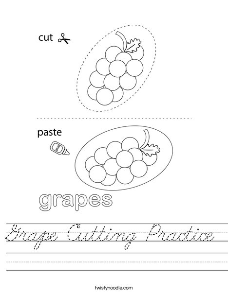 Grape Cutting Practice Worksheet