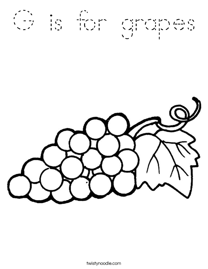 G is for grapes Coloring Page