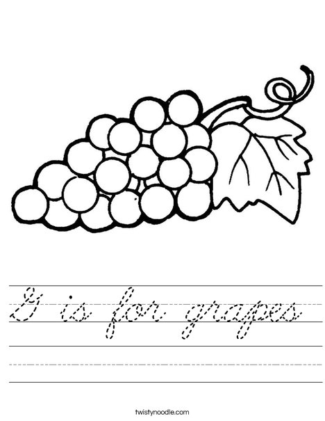 Grapes with Leaf Worksheet