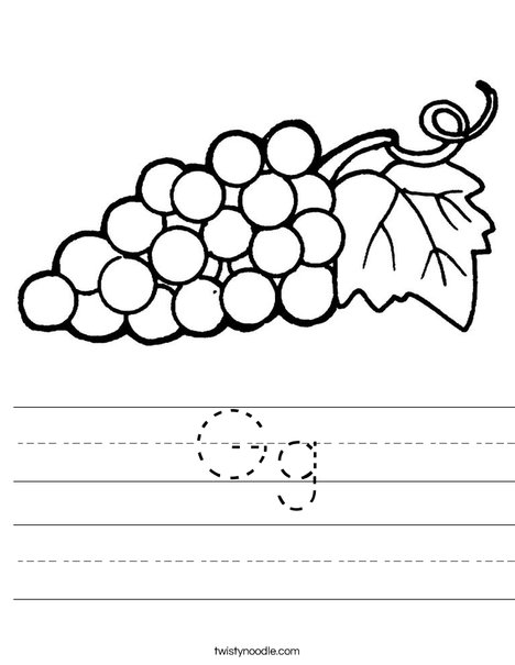 Grapes with Leaf Worksheet