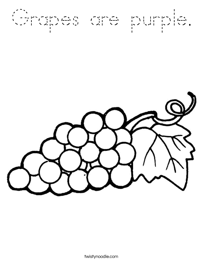 Grapes are purple. Coloring Page