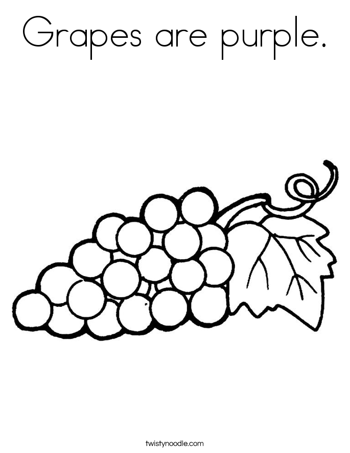 Grapes are purple. Coloring Page