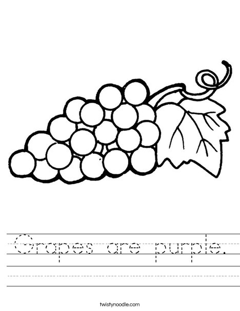 Grapes with Leaf Worksheet