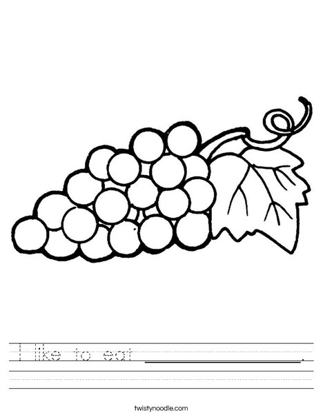 Grapes with Leaf Worksheet
