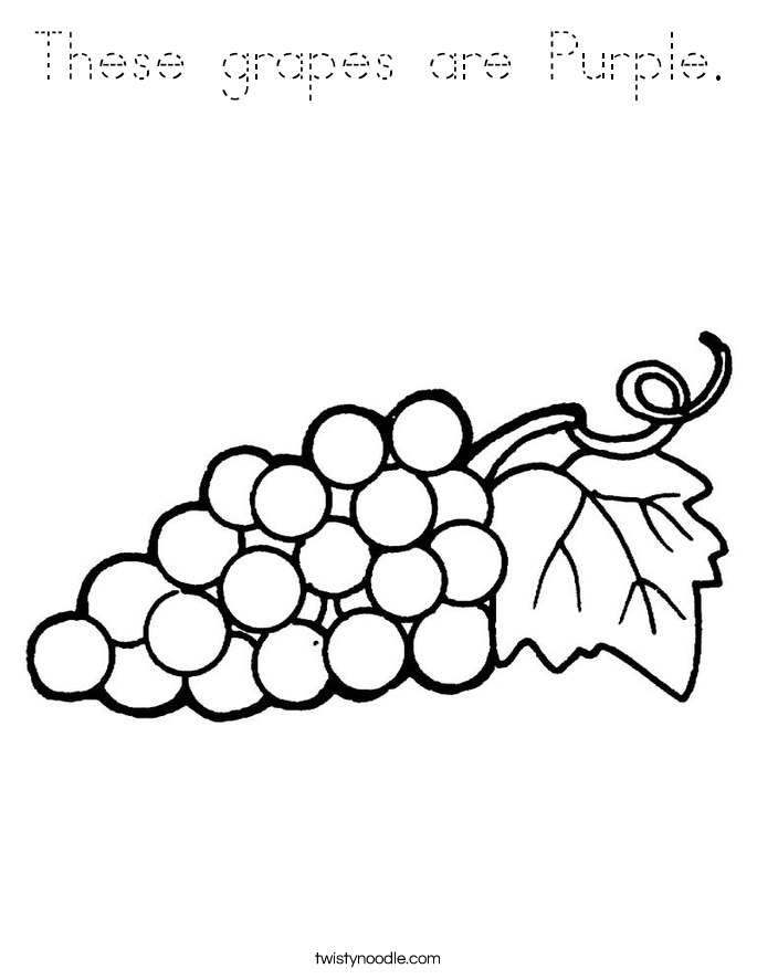 These grapes are Purple. Coloring Page