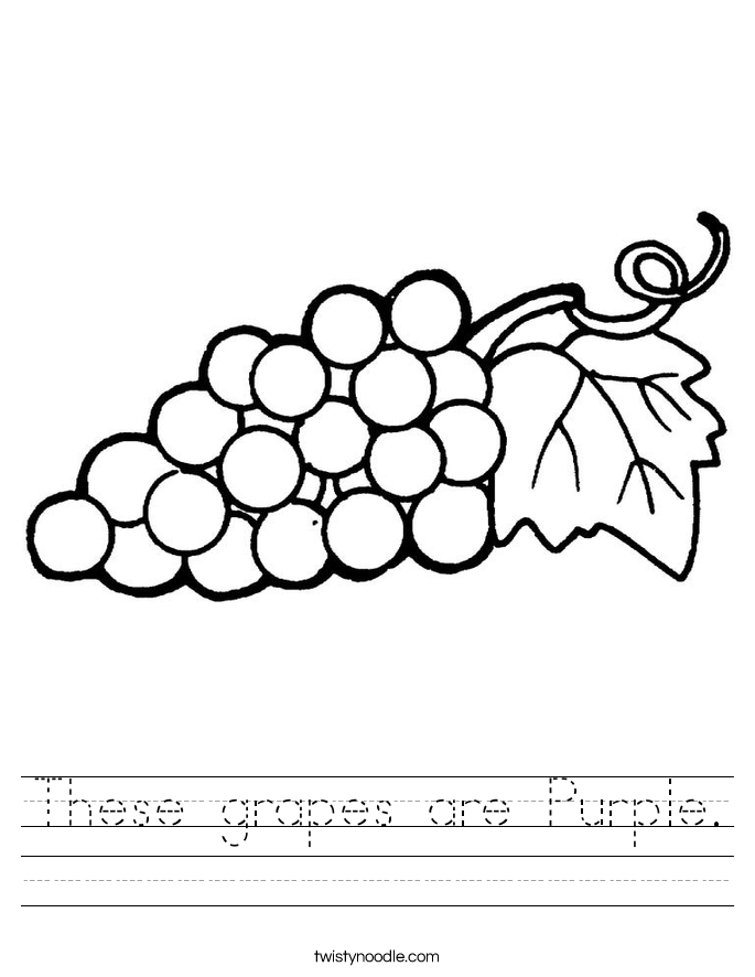 These grapes are Purple. Worksheet