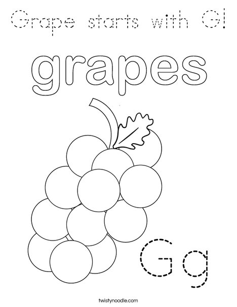 Grapes start with G! Coloring Page