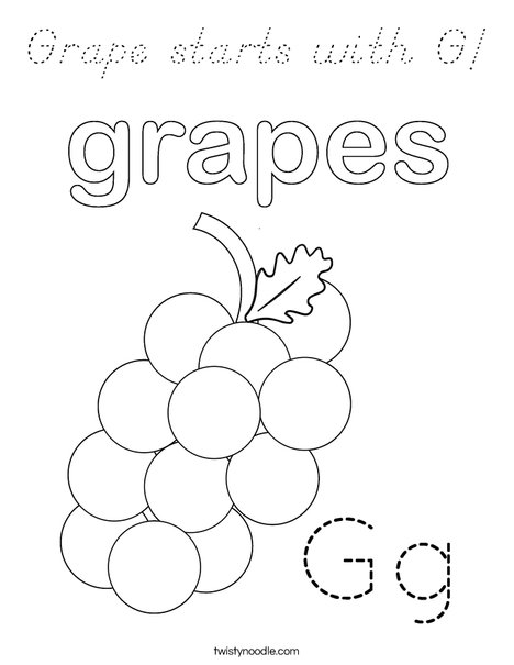 Grapes start with G! Coloring Page