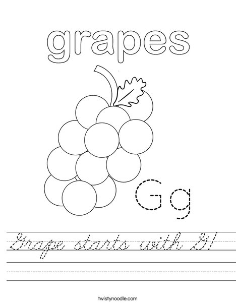 Grapes start with G! Worksheet