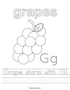 Grape starts with G Handwriting Sheet