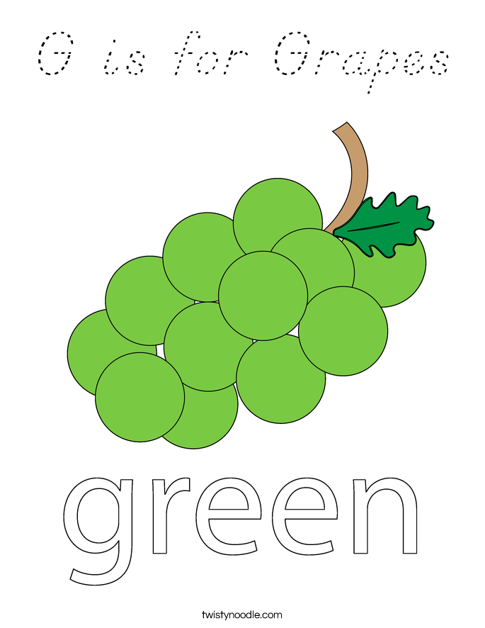 G is for Grapes Coloring Page