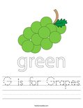 G is for Grapes Worksheet