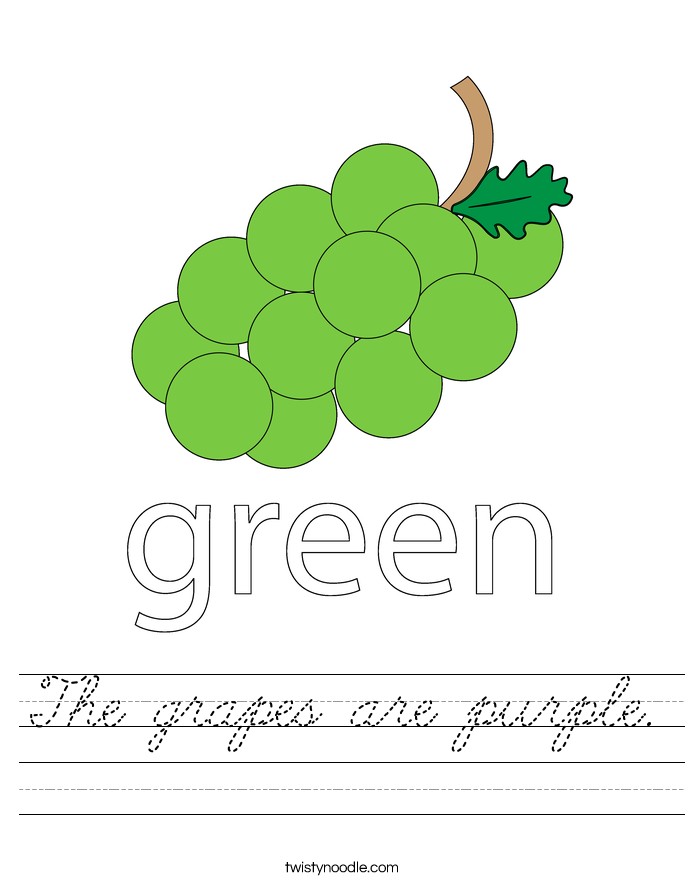 The grapes are purple. Worksheet
