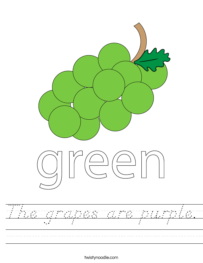 The grapes are purple Worksheet - D'Nealian - Twisty Noodle